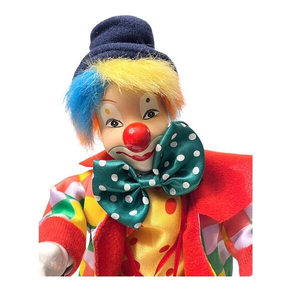 Vintage 1960's MUSICAL CIRCUS CLOWN 15" Key Wind Up Ceramic Cloth Movement Music - Picture 2 of 9